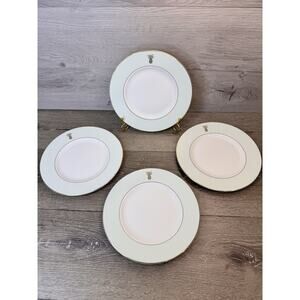 Wedgwood Vera Wang 9” Green Pineapple Gold Trim Accent Salad Plate-Set Of 4